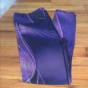 Patterned, purple workout leggings